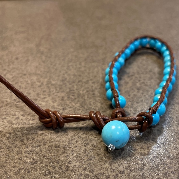 Handmade Synthetic Turquoise semi-precious gemstone Bracelet - Picture 4 of 5